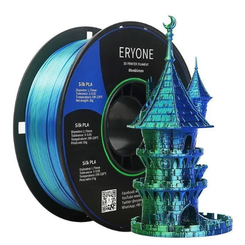 FIlamento Eryone Silk PLA Dual Azul e Verde 1kg